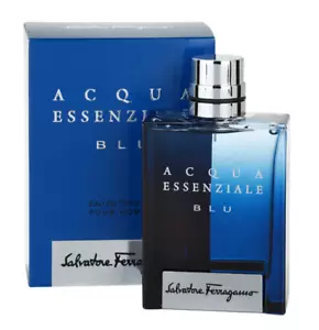 SALVATORE FERRAGAMO ACQUA ESSENZIALE BLU 100ML EAU DE TOILETTE SPRAY FOR MEN-NEW - Picture 1 of 1