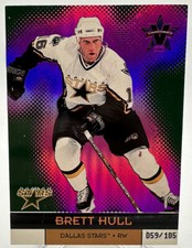 BRETT HULL DALLAS STARS 2000-01 PACIFIC VANGUARD #34 HOLOGRAPHIC PURPLE /105