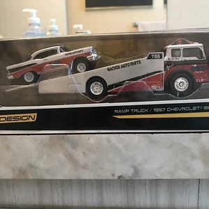 1957 Chevrolet Bel Air Gasser Maisto Design Transport Ramp Truck 1/64 - Picture 1 of 6