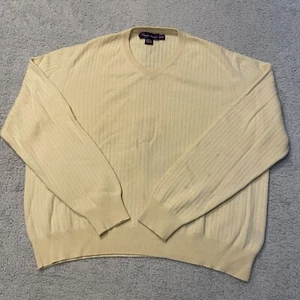 VTG Ralph Lauren Purple Label 100% Cashmere Sweater Mens XL Yellow Ribbed V-Neck - Bild 1 von 10