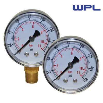 WREKIN PRESSURE GAUGE Pressure Gauge 50mm 63mm 100mm Dial Bottom & Back Connection Hydraulic Oil Range