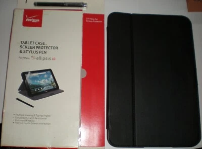 Verizon Tablet Case, Screen Protector & Stylus Pen for Ellipsis 10, Black, New - Image 1 of 3