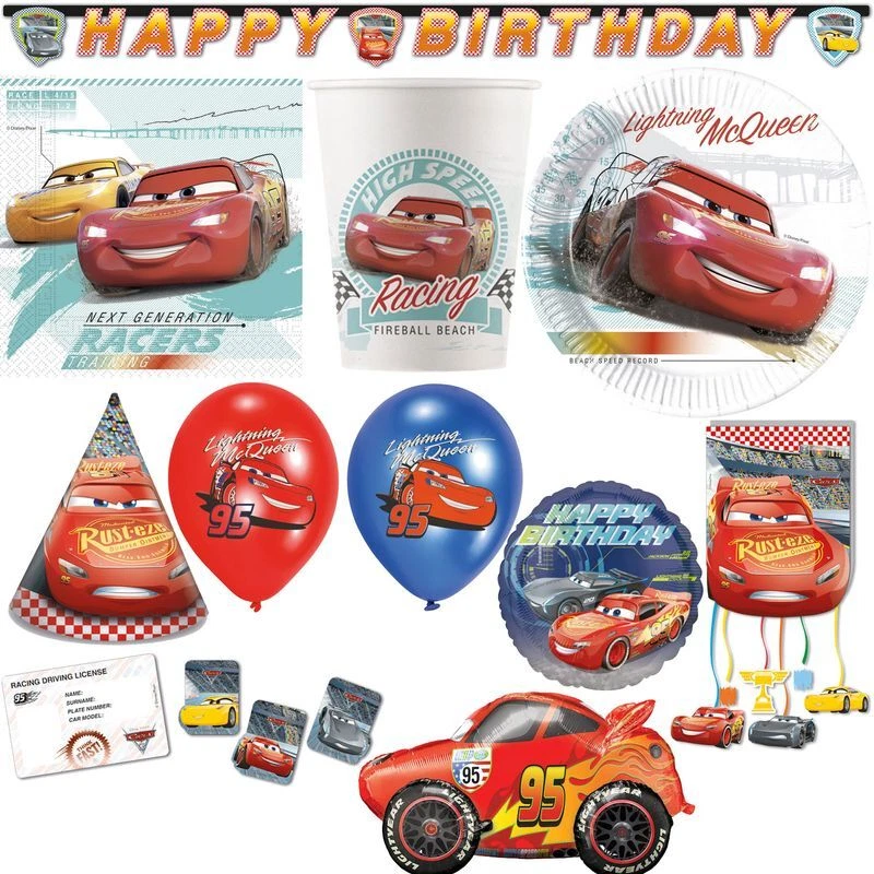 Set Di Decorazioni Per Feste Di Compleanno Disney Cars Compostabili - Immagine 1 di 1