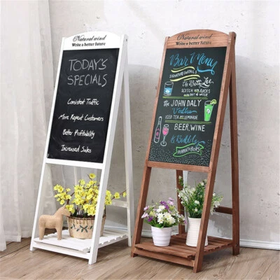 UNHO Wooden Frame Blackboard Bottom Flower Stand Chalkboard for Coffee House Bar Sign