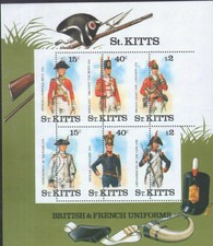 St Kitts - 1987 Military Uniforms Ms226 WITH HUGE SHIFT OF PERFORATIONS VARIETY