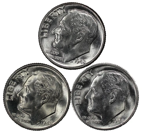 1948 P D S ROOSEVELT DIMES 10C GEM BU BRILLIANT UNCIRCULATED 3 COIN SET LOT Cover