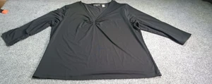 Apostrophe Woman Black Blouse 16-18W V-Neck LongSleeved Stretch Casual Comfort - Picture 1 of 5