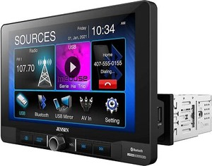 JENSEN CM9MIR 9" Media Single DIN Car Stereo Receiver, USB Screen Mirroring, BT