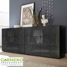 Madia credenza MIRO grigio laccato lucido serigrafato 4 ante design moderno sala