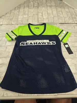 NFL Women Sz Small Seattle Seahawks Short Sleeve Green Slim V-Neck Mesh Jersey - Image 1 of 4