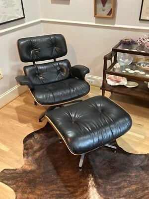 AUTÉNTICO SILLÓN Y OTOMANA HERMAN MILLER CHARLES EAMES CIRCA 1968 Foto 1 de 4