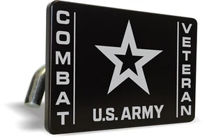 U.S. Army Combat Veteran - Billet ALUMINUM Car Trailer Tow Hitch Cover - Imagen 1 de 5