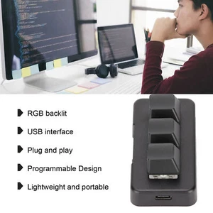 3 Key Keypad RGB Backlit 3 Keys USB Interface Mini Mechanical Programmable Plug - Picture 1 of 12