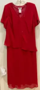 R K Women Formal Faux 2 Piece Dress Size 18W Red Bling Detail Maxi Lined 21 - Picture 1 of 10