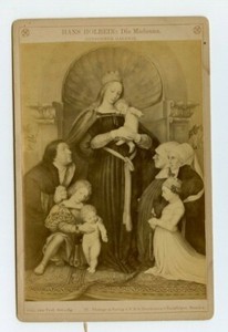 Vintage Cabinet Card Painting by Artist Hans Holbein titled The Madonna
