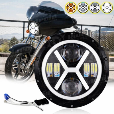 Proyector de señal de giro DRL de faros LED de 7" para Honda Shadow Sabre 1100 750 Foto 1 de 4