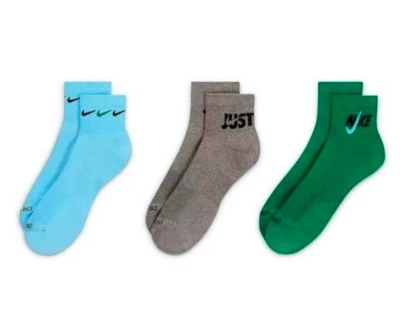 Nike Everyday Plus 3-Pack DRI-FIT Cushioned Ankle Socks Men 8-12 Green/Grey/Blue - Image 1 of 4