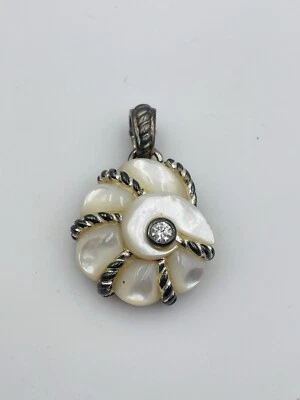 Judith Ripka Sterling Silver Mother Of Pearl & CZ Conch Shell Enhancer Pendant — 第 1/3 张图片