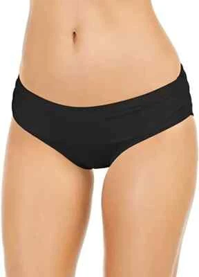 Michael Kors Shirred Bikini Bottoms Color Black Size M Style MM8H949 - Image 1 of 3