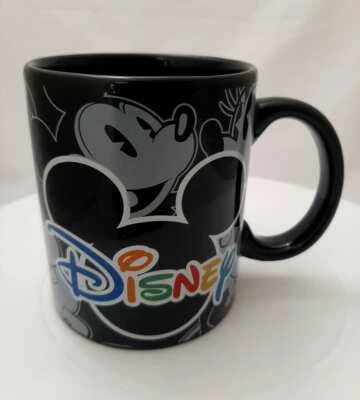 Disney Cup Mug Black Mickey Mouse Donald Duck Pluto Goofy Minnie Jerry Leigh - Image 1 of 4