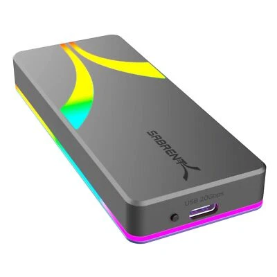 SABRENT Rocket RGB USB C 20Gbps M.2 SATA/NVMe SSD Enclosure (EC-RGBG) - Image 1 of 4