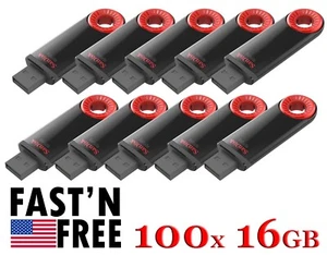 Lote de 100 unidades de memoria flash USB con esfera cruzer SanDisk de 16 GB 100 unidades SDCZ57-016G 16 GB - Imagen 1 de 6
