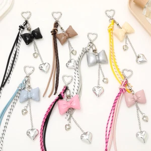 Llavero colgante corazón arco cuero multicolor equipaje accesorios borla dijes - Imagen 1 de 22