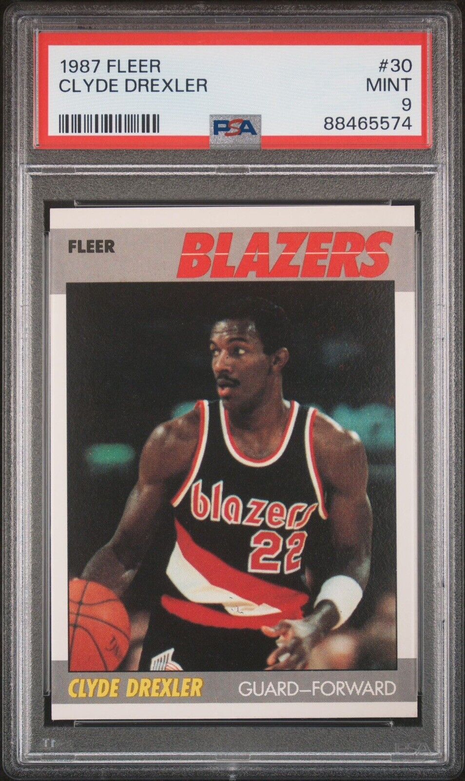 1987-88 Fleer Basketball Clyde Drexler PSA 9 Portland Trail Blazers HOF
