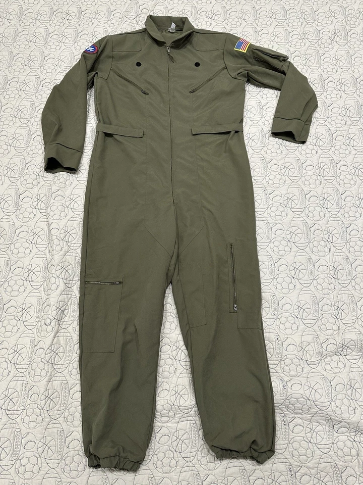 Top Gun Costume Mens Maverick Flight Suit Coverall Green cosplay  No Tag Size - Image 1 of 4