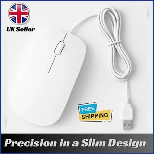 WIRED USB OPTICAL MOUSE FOR PC LAPTOP COMPUTER SCROLL WHEEL LED LIGHT WHITE MICE - Picture 1 of 9