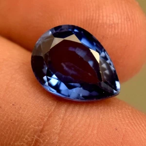 Lab Grown Blue Color Sapphire 5.10 Ct Pear Certified Loose Gemstone For Ring - Picture 1 of 5
