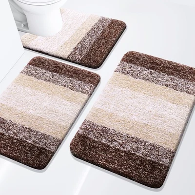 Juego de alfombras de baño 3 piezas, alfombras de baño extra suaves y absorbentes, lavado a máquina D... Foto 1 de 4