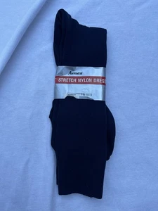 NOS Vtg STRETCH NYLON SOCKS 10-13 navy blue USA Ames Department Store - Picture 1 of 3