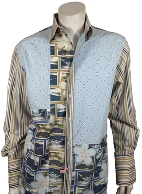 Rare Made On Earth 2BU Shirt Striped, Floral Size XL Retro Hippie 60's 70s style - Image 1 of 4