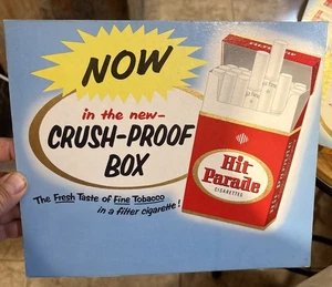 Original Hit Parade Cigarette Sign, Heavy Cardboard, NOS, Nice, Advertising - Picture 1 of 3