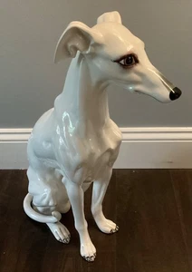 Vintage Napco 19” Sitting White Whippet Greyhound Ceramic Dog Statue READ - Picture 1 of 10