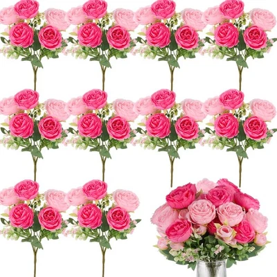 12 paquetes peonías flores artificiales peonías artificiales flores de seda a granel fa... Foto 1 de 4