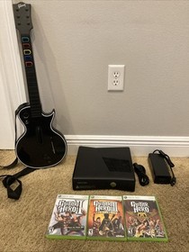 Xbox 360 S Console 4GB + Guitar Hero bundle + Guitar + Games. Tested!!