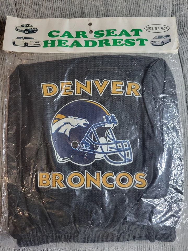 Чехол на подголовник автомобильного сиденья Denver Broncos — упаковка 2 шт. — универсальный размер — новый из старых запасов - Изображение 1 из 1