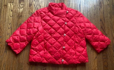 J Mclaughlin Vivian куртка женщин XL красный гусь вниз 3/4 рукав ассиметричный пуховик - Изображение 1 из 4