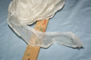 Ruffled Organza Trim Off White 4 Yd + 18" by 1.5" Sewing Craft Fast Ship - Picture 1 of 2