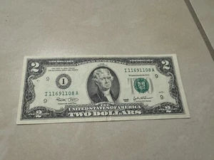 RARE 2003 $2 TWO DOLLAR BILL SERIES I Serial number-I11691108A - Picture 1 of 8