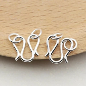 925 sterling silver Hook and Eye Clasp necklace Clasps M Clasps jewelry findings - Picture 1 of 1