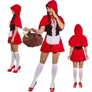 Rotkäppchen Kostüm Damen Märchenkostüm Rotkäppchenkostüm Karneval Kleid Märchen - Bild 1 von 16