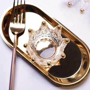 Luxury Crown Candle Holder Gold Coated Coffee Shop Hotel Restaurant Table Decor - Picture 1 of 11