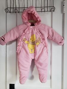 Disney Winnie The Pooh Baby Girl Fleece Snowsuit Size 0 to 3 Months Pink