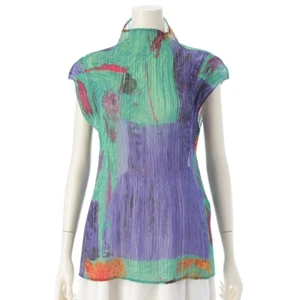 ISSEY MIYAKE Total pattern sleeveless tops IM63-FJ625 multicolor M - Picture 1 of 13