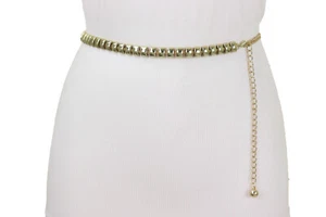 Women Gold Metal Chain Hip Waist Travel Cruise Fashion Belt Square Charm Fit S M - Picture 1 of 24