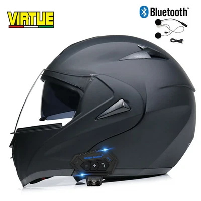 DOT Bluetooth Modular Flip Up Motorcycle Helmet ATV Dirt Dual Lens Street Helmet - Image 1 of 4