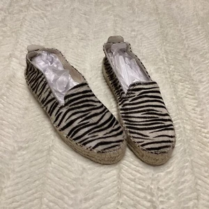 Damen Neu ohne Karton Manebi Zebra Print Espadrille weiß schwarz Slipper Jute Gr. 39 Schuh - Bild 1 von 9